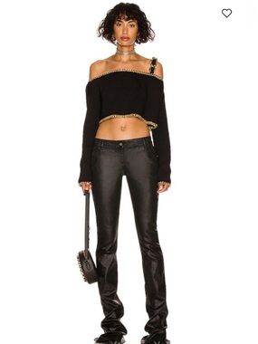 NWT 2400.00 BALMAIN Chain Trim Off the Shoulder Crop Top 36 (US 4) OVERSIZED